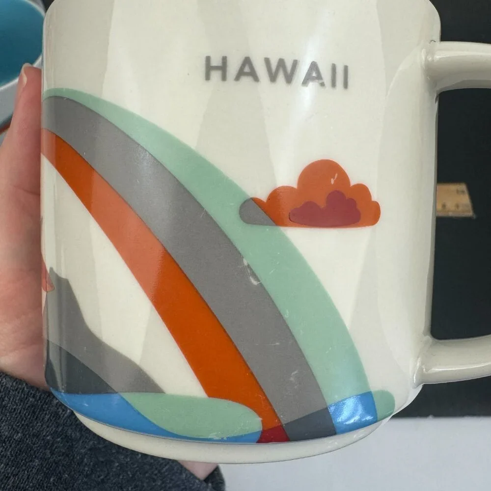 Set of 2 Starbucks You Are Here Collection Hawaii Mug Blue‎ Ceramic About 13 oz